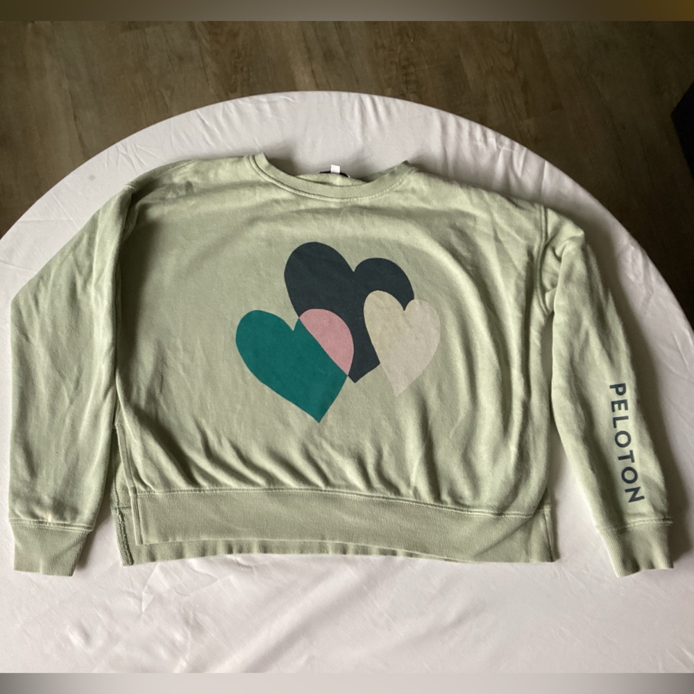 Peloton Women's Multi-Heart Crew Neck Sweater - Light Green
